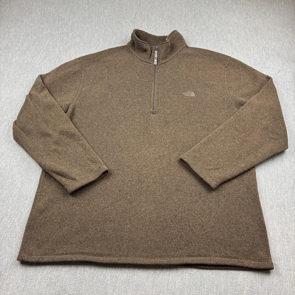 The North Face Sweater Mens XL Brown 1/4 Zip Long Sleeve Pullover Outdoor Hiking